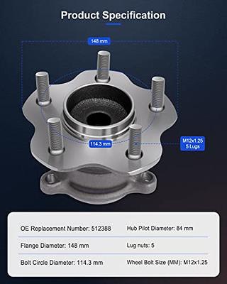 ECCPP Wheel Hub Bearing Assembly Rear 512388 fit 2007-2016 Nissan