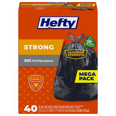 Hefty Strong Large Trash Bags, Black, 30 Gallon, 40 Count - Yahoo