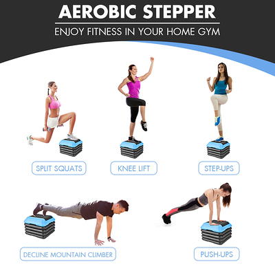 Aerobic Exercise Step, Adjustable Aerobic Stepper for Exercise, Workout  Step Platform for Step Up, 26.5 Step Deck with 4” 6” 8” Adjustable Height