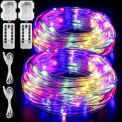 Camping Tent String Lights, 40Ft 120 LEDs 8 Modes Color Changing LED Rope  Lights Battery Powered with Remote Control, Outdoor Waterproof LED Tent