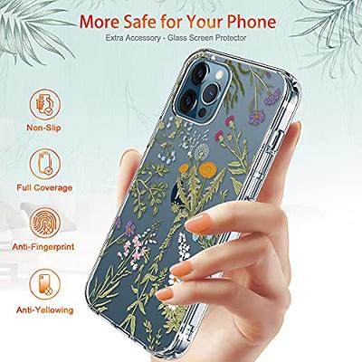 GiiKa for iPhone 12 Mini Case with Screen Protector, Clear Full Body  Shockproof Protective Floral Girls Women Hard Case with TPU Bumper Cover  Phone Case for iPhone 12 Mini, Small Flowers 