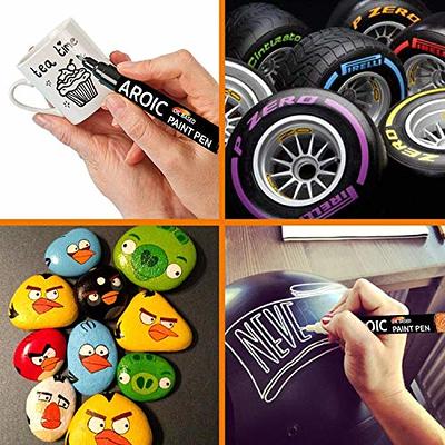 AROIC Paint Markers, 28 Colors Oil-Based Waterproof Paint Marker Pen Set.  Posca Paint Markers for Rock, Wood, Metal, Plastic, Glass, Canvas, Ceramic  & More! Safe and odorless.