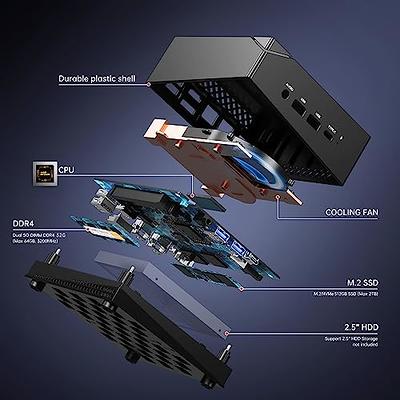 Beelink SER5 Pro Mini PC, AMD Ryzen 7 5700U (8C/16T, Up to 4.3 GHz) Mini  Desktop Computer, 16GB RAM DDR4+500GB PCIe3.0X4 SSD Small PC, Triple  Displays