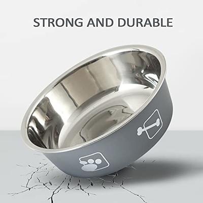Gorilla Grip Stainless Steel Metal Dog Bowl Set of 2, Rubber Base, Heavy Duty, Rust Resistant, Food Grade BPA Free, Less Slid