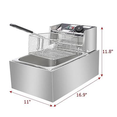 Deep Fryer Stainless Steel Single Timer Tank Electric Countertop Restaurant  Home