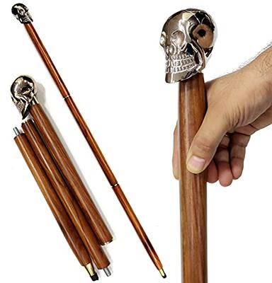 5MOONSUN5's Walking Stick Full Brass Head Skull Design Cane Rosewood  Crafted Walking Cane with Solid Brass Decorative Bars