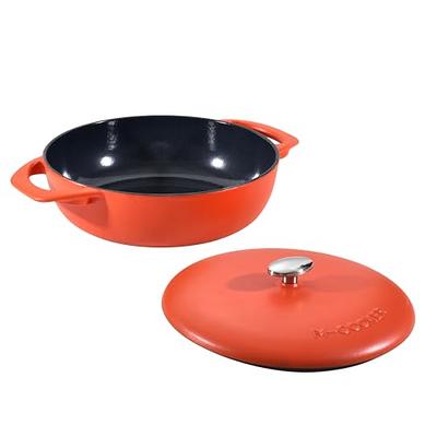 Bruntmor | Enameled Cast Iron Balti Dish With Wide Loop Handles 3 Quart Fire