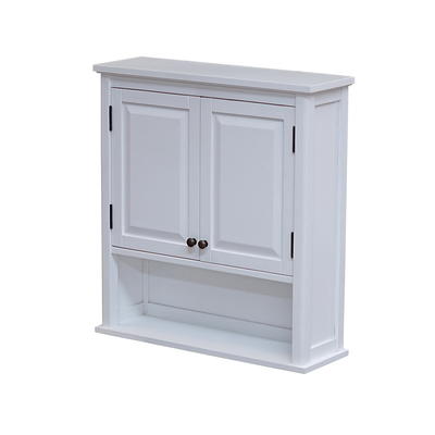 Dracelo 16.5 in. W x 6.5 in. D x 27.5 in. H Grey Wooden Bathroom Wall Cabinet with Adjustable Shelf and Single Door