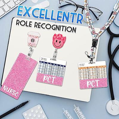 PCT Badge Reel. Metallic Pink Glitter PCT Resin Badge Holder