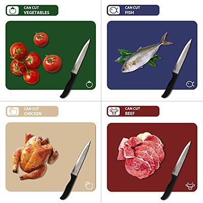 Flexible Plastic Colored Cutting Board Mats with Food Icons - Anti-skid