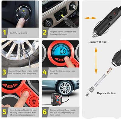  AstroAI Tire Inflator Portable Air Compressor Air Pump for  Tires - Car Accessories, 12V DC Auto Pump with Digital Pressure Gauge,  100PSI with Emergency LED Light for Bicycle, Balloons : Automotive