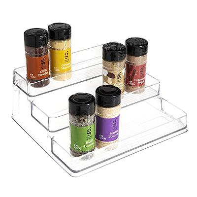 3-Tier Plastic Spice Rack - Cabinet Shelf Organizer for Kitchen Pantry (2-Pack)