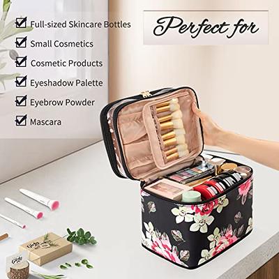 OCHEAL Large Makeup Bag, Double Layer Makeup Bag, Vertical Storage Cosmetic  Case for Women/Girls with Multiple Compartments-Black