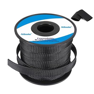 Aibole 100ft-1/4 inch PET Expandable Braided Cable Sleeve Wire
