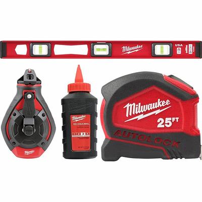 24 in. Magnetic I-Beam Level and 100 ft. Bold Line Chalk Reel Kit with Red  Chalk & 25 ft. Compact Auto Lock Tape Measure - Yahoo Shopping