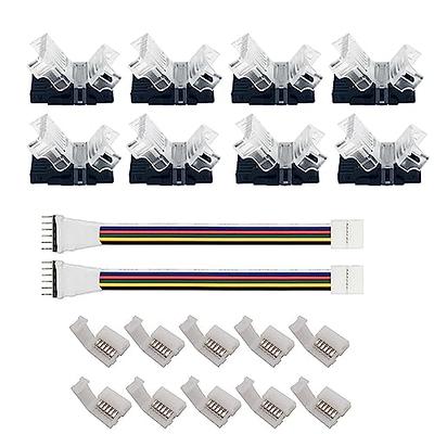 TTzycc 30 Pieces Solderless led Light Strip connectors, 8mm 2 pin led Strip  Connector, Wire for 5v 12v 24v Single Color LED Strip Lights，White