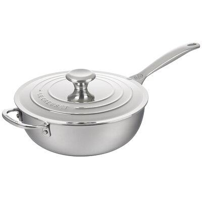 Le Creuset 10 Inch Stainless Steel Fry Pan with Glass Lid SS Knob Kit