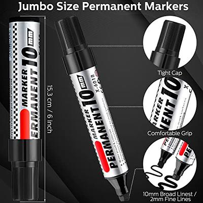 Teling 12 Pcs Jumbo Size Permanent Markers Bulk Chisel Tip Big