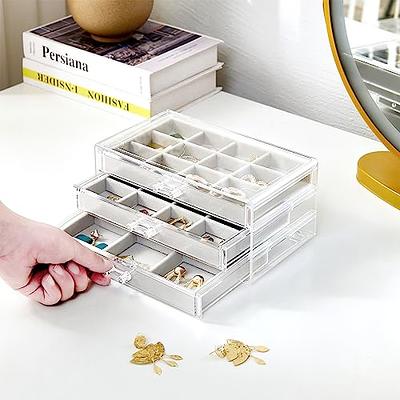 Large Earring Jewelry Organizer With 3 Drawers Clear Acrylic