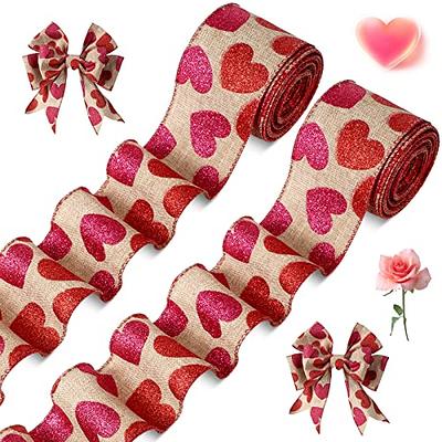 2 Roll 20 Yards Glitter Hearts Wired Edge Burlap Ribbon Valentine Ribbon  Valentine's Day Wired Ribbon for DIY Gift Wrapping Wreath Crafts Decoration  (,) - Yahoo Shopping