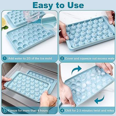 Ice Cube Tray Balls,Round Ice Cube Trays for Freezer with Lid and Bin,1in X  99PCS Round Ice Cube Trays for Freezer, (3Pack Blue Ice trays & Ice Bin &  Ice tong) 
