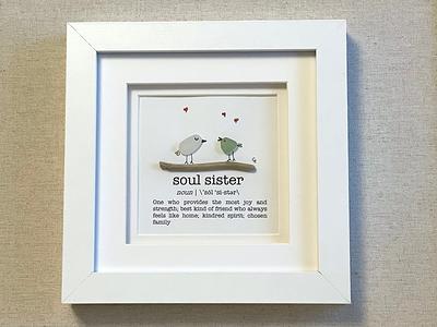 Framed Sea Glass Art Soul Sister Friendship Shadow Box Frame - Gift For  Best Friend Unique Picture Made Of Hand-Collected - Yahoo Shopping