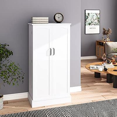 The Kitchen Pantry Storage Cabinet with Drawers and Adjustable Shelf - White