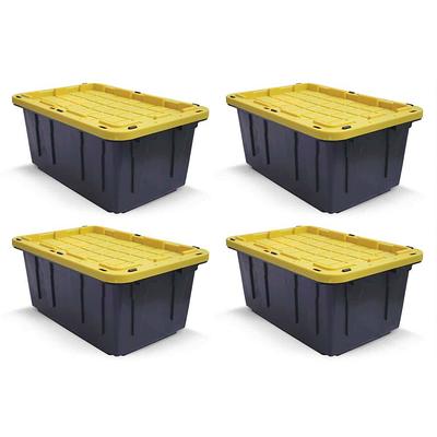 Tough Box 40 Gallon Black Storage Tote with Yellow Lid