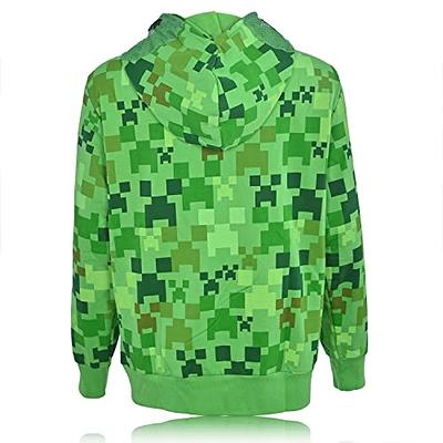 Minecraft Hoodie Boys Creeper Green Jumper Gamer Kids Hooded