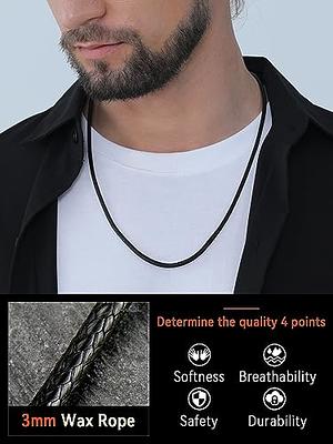 FaithHeart Durable Leather Cord Necklace for Man, Black 3MM Wax Rope String  Neck Chains Jewelry for Women with Stainless Steel Clasp - Yahoo Shopping