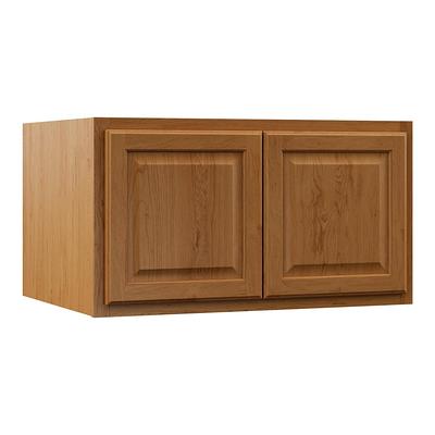 Hampton Bay Hampton Assembled 36x18x24 In Above Refrigerator Deep Wall Bridge Kitchen Cabinet In Medium Oak Yahoo Shopping