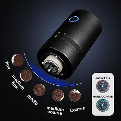 Portable Electric Burr Coffee Grinder USB Rechargeable Small Coffee Bean Grinder with Multiple Grinding Settings Automatic Conical Burr Grinder for