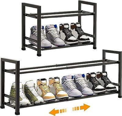 Bumusty Expandable 2 Tier Shoe Organizer Rack, Shoe Rack for