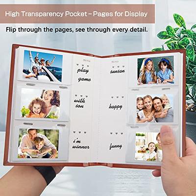 Photo Album for Fujifilm Instax Mini Camera, 180 Pockets Photo Album with  Writing Space for Polaroid, Leather Cover, 2x3 Photo Album for Instax Mini