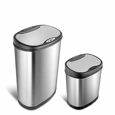 13 Gallon Oval Stainless Steel Sensor Trash Can with Odor Filter