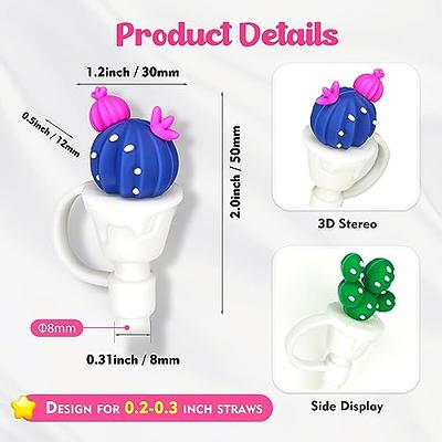 Acoavo 12mm Straw Cover, 8pcs Straw Covers Cap for 0.47 Inch Straws Food  Grade Silicone Cute Large Cactus Straw Topper Straw Tips Cover Protector