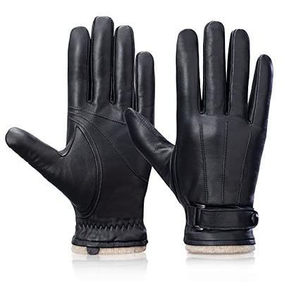 Winter Thick Warm Touch Screen Sheepskin Gloves Men's Leather