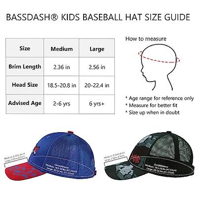 BASSDASH Kids Youth Fishing Sun Hat Mesh Back Adjustable Baseball