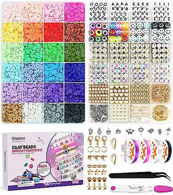 Lis HEGENSA 1300 Pcs DIY Childrens Crafts Beads Friendship Bracelet Kit, with Pony Beads Letter Beads and Elastic Cord, Colorful Charms, used for