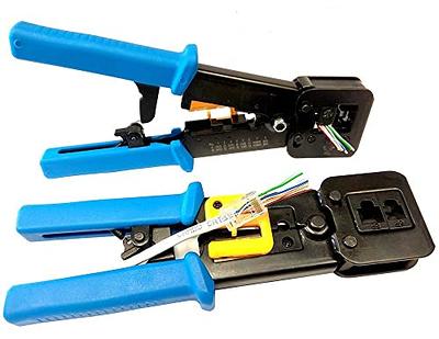 CAT5 CAT6 Pass Through Crimper Crimping Tool for Standard RJ45 RJ12  Connectors CAT6A Shielded Modular Plugs,Yellow 