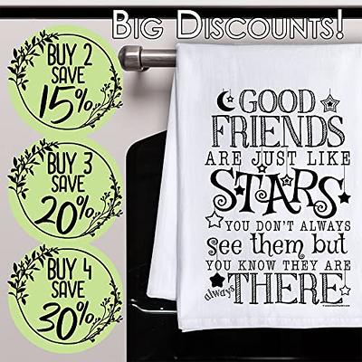 Funny Dish Towels Set of 4- Housewarming Gifts - Kitchen Decor Waffle Towels