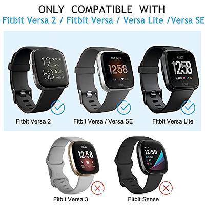 6 Pack Sport Bands Compatible with Fitbit Versa 2 / Versa/Versa Lite/Versa  SE, Classic Soft Silicone Replacement Wristbands for Smart Watch Women Men