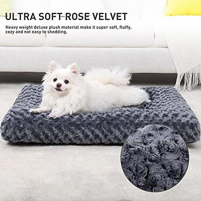 Washable Dog Bed Deluxe Plush Dog Crate Beds Fulffy Comfy Kennel Pad  Anti-Slip Pet Sleeping Mat for Large, Jumbo, Medium, Small Dogs Breeds, 35  x