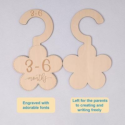 Baby Closet Dividers for Clothes Organizer - Set of 7 Adorable Wooden  Double-Sided Baby Clothes Size Hanger Organizer from Newborn to 24 Months  for