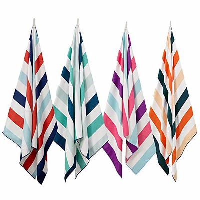 Exclusivo Mezcla 4-Pack Large Beach Towel for Kids and Adults, Microfiber  Cabana Striped Pool Beach Towels Set (Purple/Navy/Gray/Caribbean Green, 30  x 60), Lightweight and Highly Absorbent 