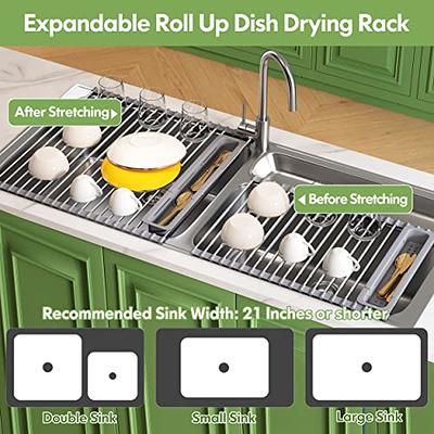 JASIWAY Roll Up Dish Drying Rack Over Sink, Expandable, Foldable