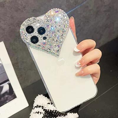 For iPhone 15 Pro Max 14 Plus 13 Bling Glitter Love Heart Clear TPU Case  Cover