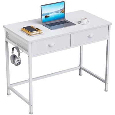 Furologee White Small Computer Desk with 2 Fabric Drawers, Simple Home  Office Writing Desk, Vanity Makeup Desk Dressing Table with Hooks, Study  Desk for Bedroom Small Spaces - Yahoo Shopping