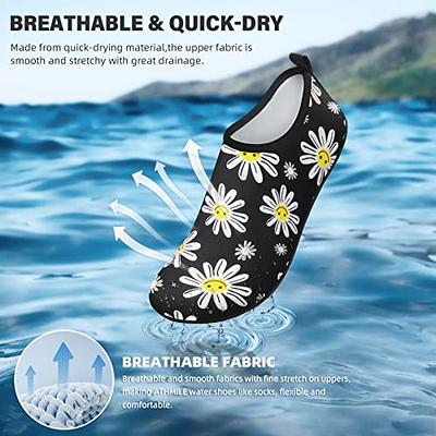 UBFEN Water Shoes Aqua Shoes Swim Shoes Mens Womens Beach Sports Quick Dry  Barefoot for Boating Fishing Diving Surfing with Drainage Driving Yoga Size  13 Women / 11 Men A Black 