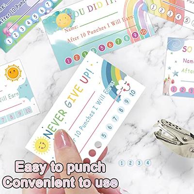 200 Pcs Behavior Punch Cards with Hole Puncher for Kids, Rainbow Theme  Reward Chart Cards to